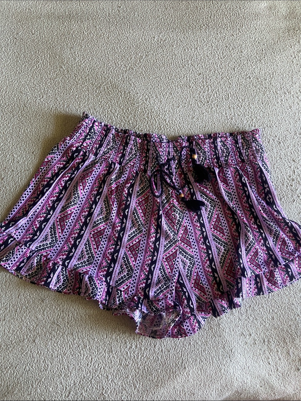No Boundaries Purple and Black Printed Waistband Shorts